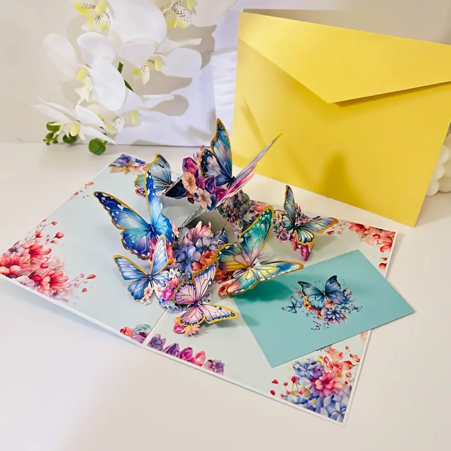 Floral 3D Butterfly PopUp Greeting Card - A Heartfelt Touch for Any Occasion - Kabukis