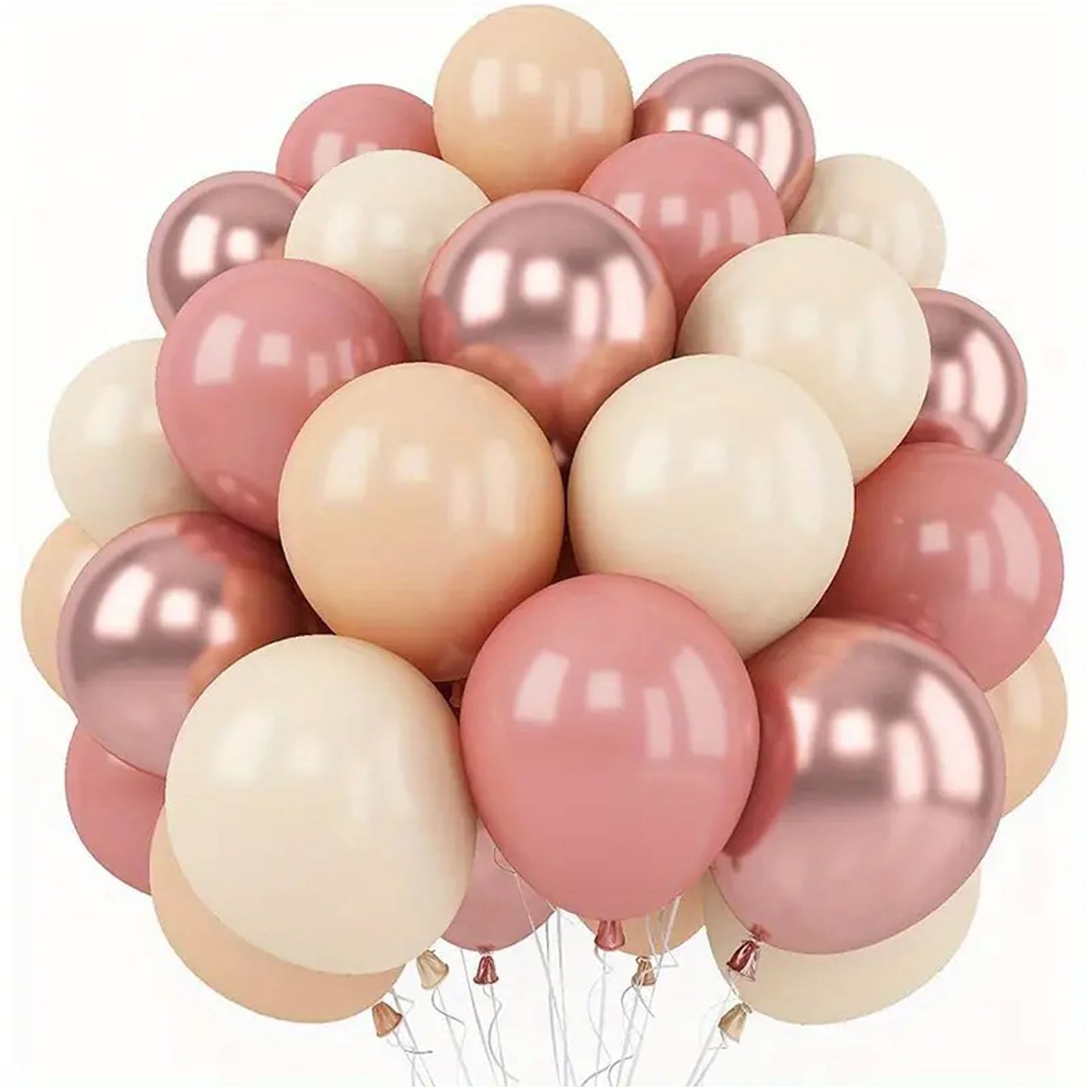 Elegant Rose Gold, Blush Pink & Cream Metallic Chrome Balloon Set (45pcs) - Kabukis