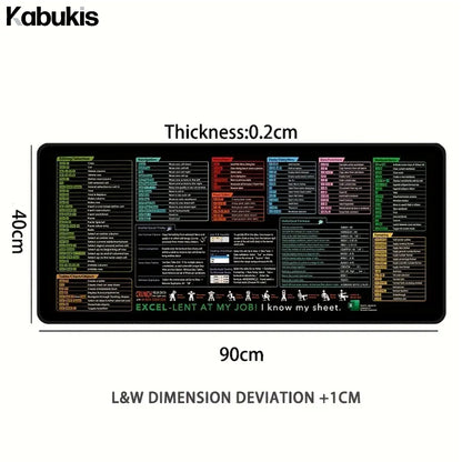 Kabukis XXL Excel Shortcut Keyboard Mouse Pad - 90 x 40cm Rubber Mat - Kabukis