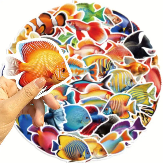 50pcs Colourful Marine and Freshwater Fish Stickers - Kabukis