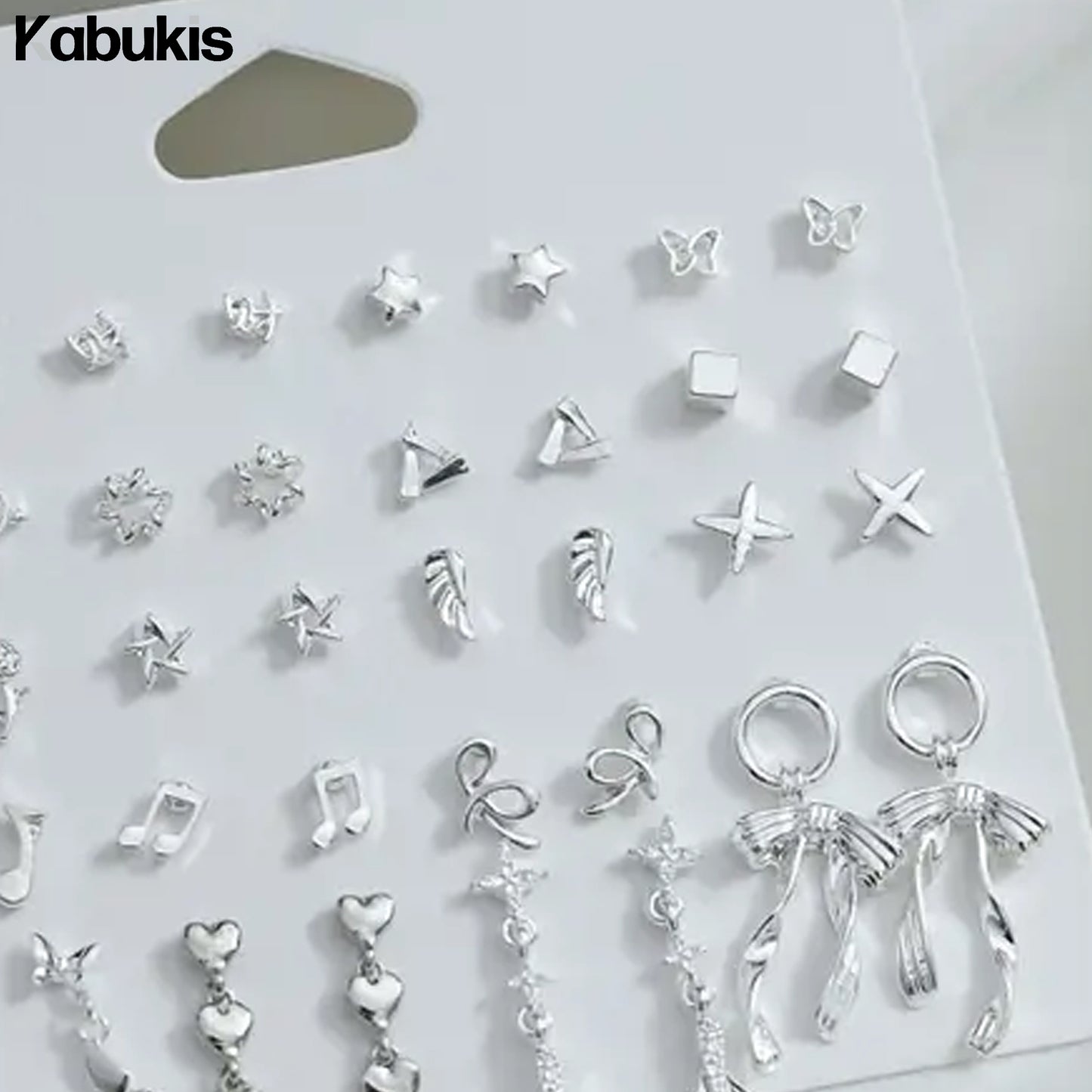 Kabukis 20 Pairs Elegant & Sexy Alloy Earrings Set - Sterling Silver Style - Kabukis