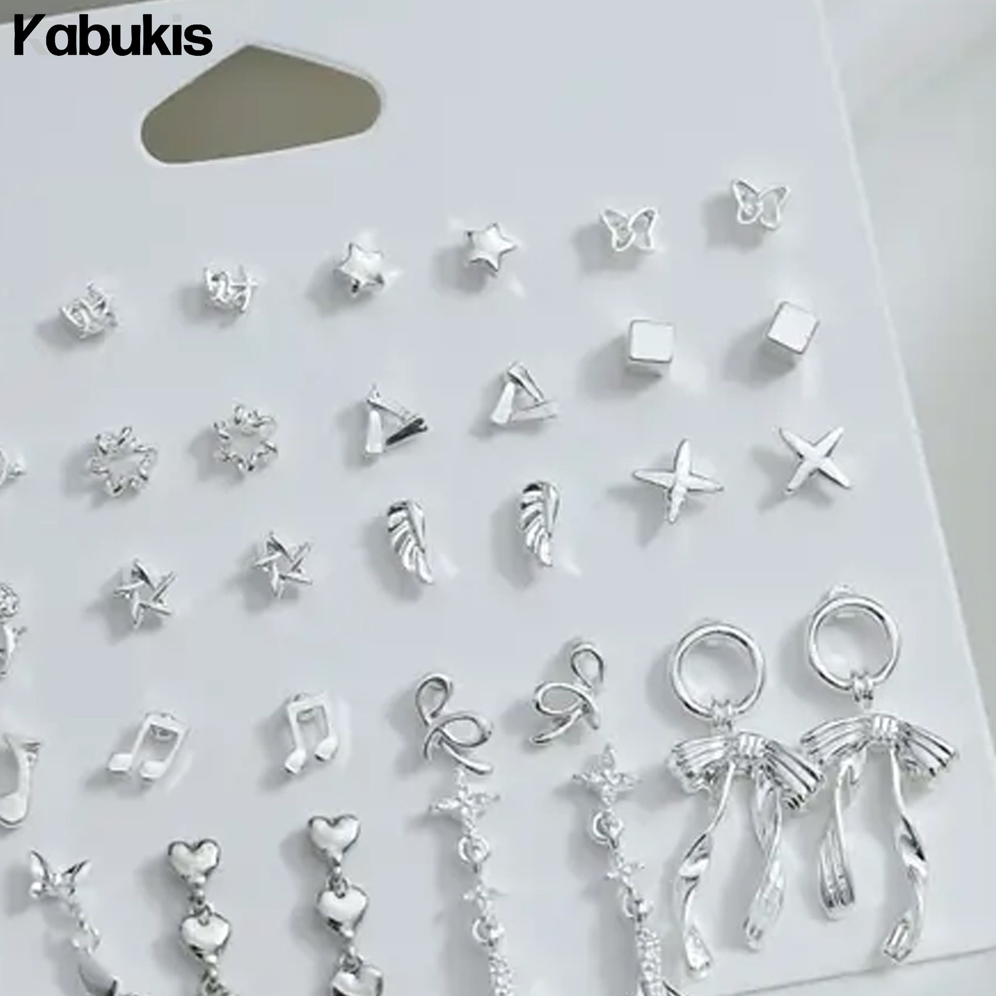 Kabukis 20 Pairs Elegant & Sexy Alloy Earrings Set - Sterling Silver Style - Kabukis