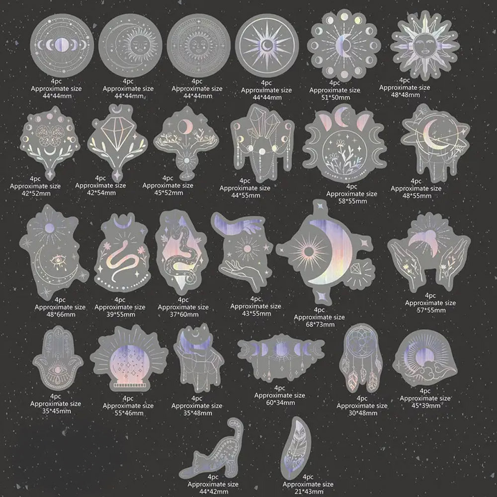 Holographic Bohemian Boho Style Stickers - 100 Pieces - Kabukis