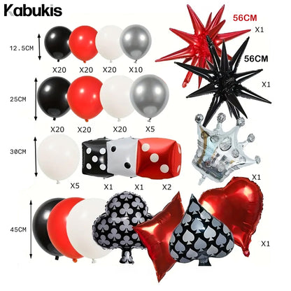 Kabukis 154 Piece Casino Vegas Party Balloon Arch Kit - Dazzling and Deluxe - Kabukis