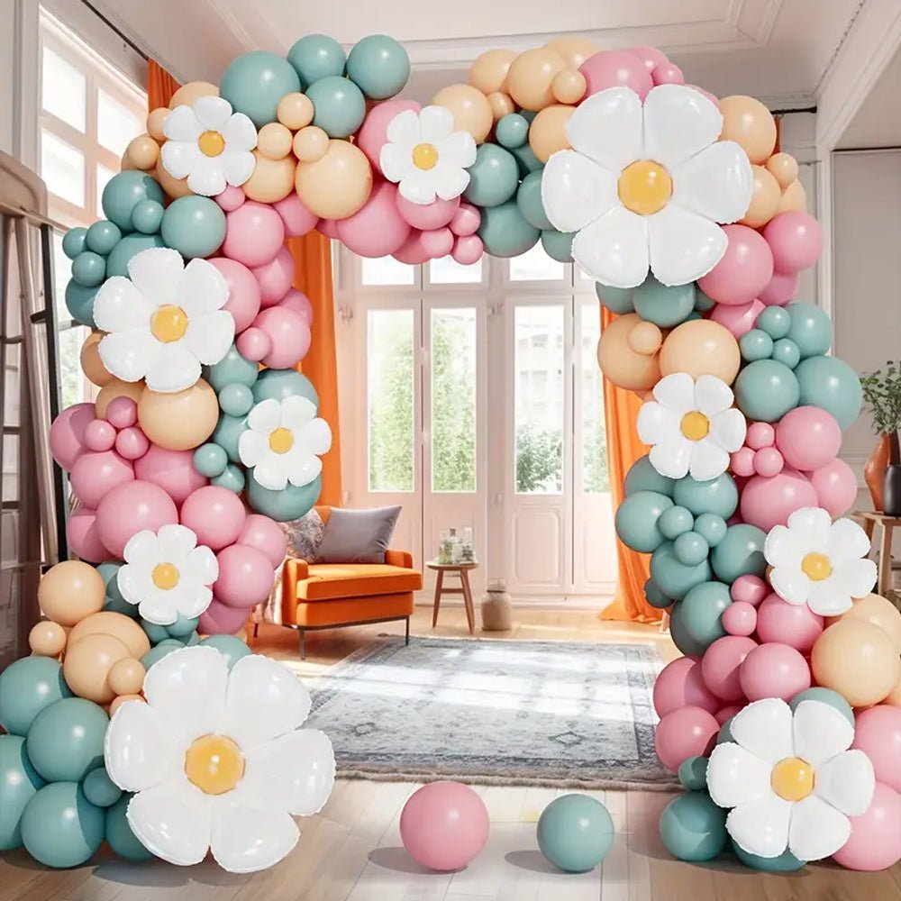 163 Piece Daisy Balloon Arch Kit - Transform Parties with Vibrant Elegance - Kabukis