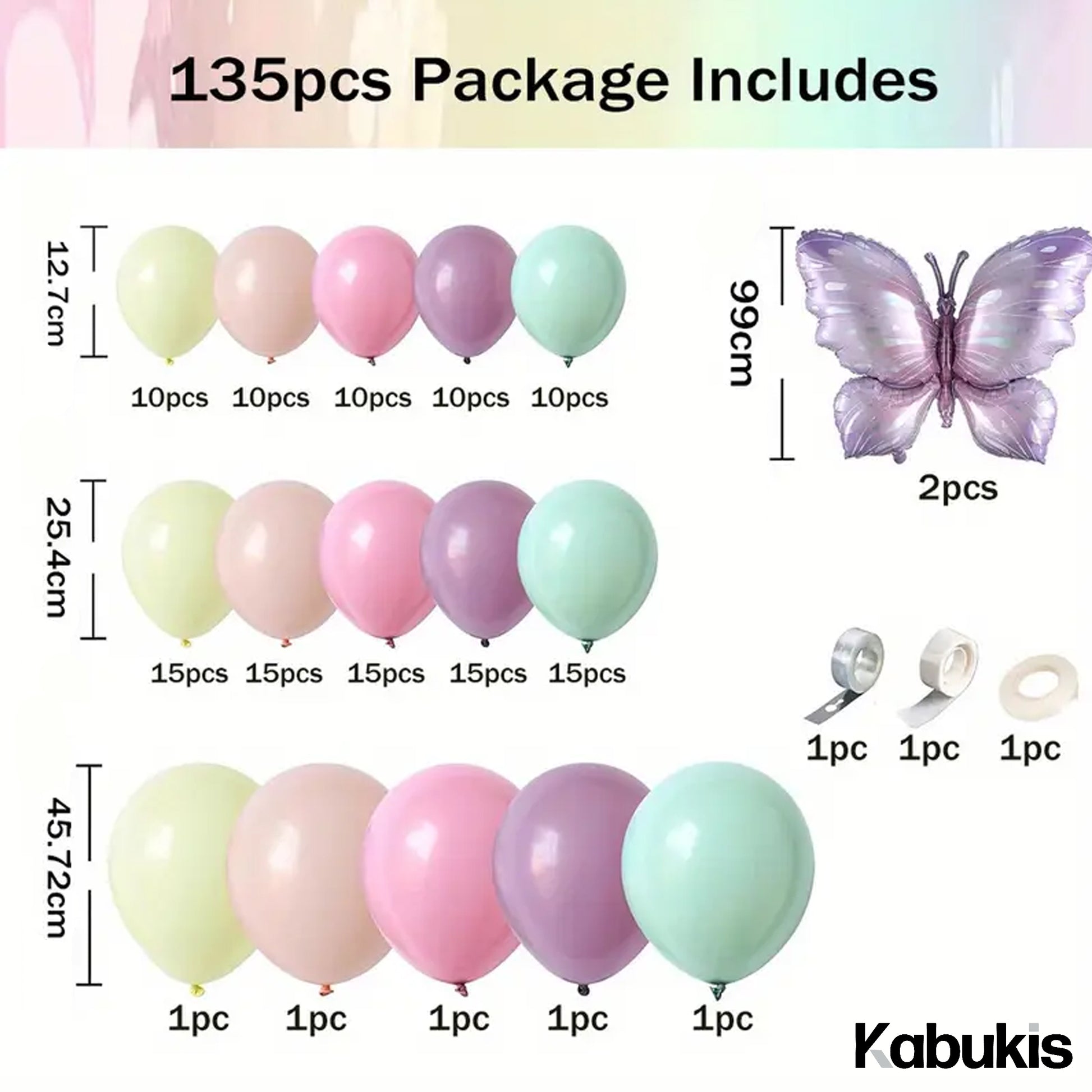 Kabukis 135 Piece Purple Butterfly Balloon Set - Enchanting Party Elegance - Kabukis