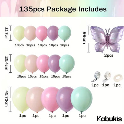 Kabukis 135 Piece Purple Butterfly Balloon Set - Enchanting Party Elegance - Kabukis