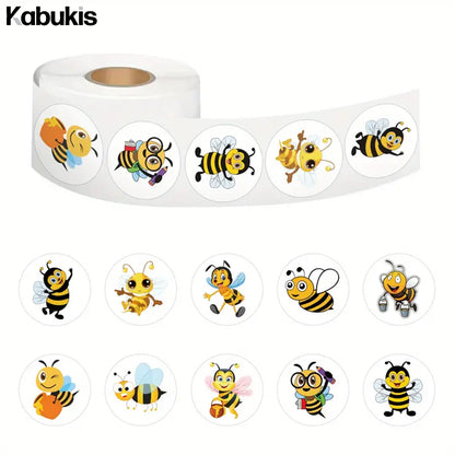 Kabukis 500pcs Bee Insect Sticker Roll - Cute & Funny Labels (10 Designs) - Kabukis