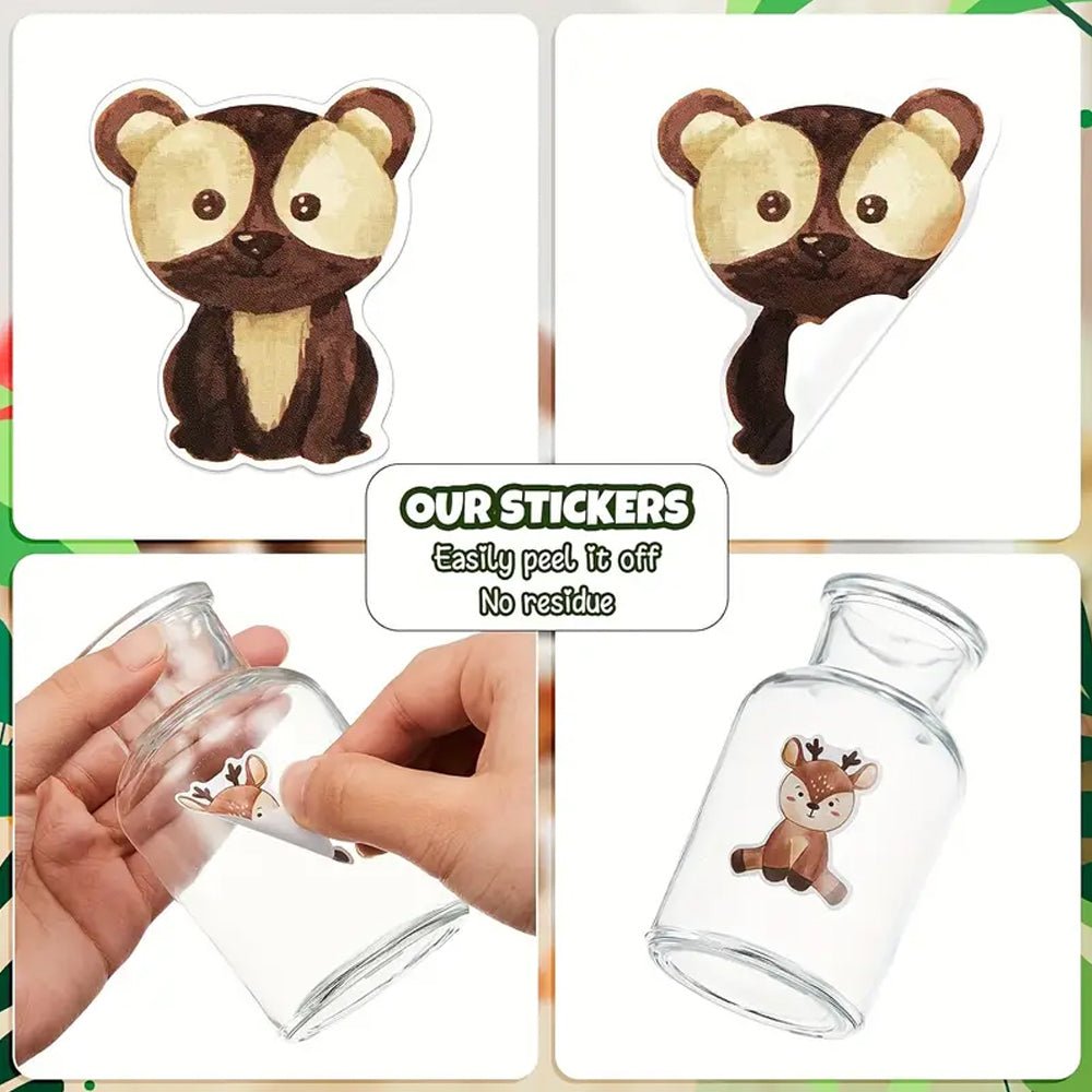 500pcs Watercolour Animal Stickers, Assorted Woodland Creatures Roll - Kabukis