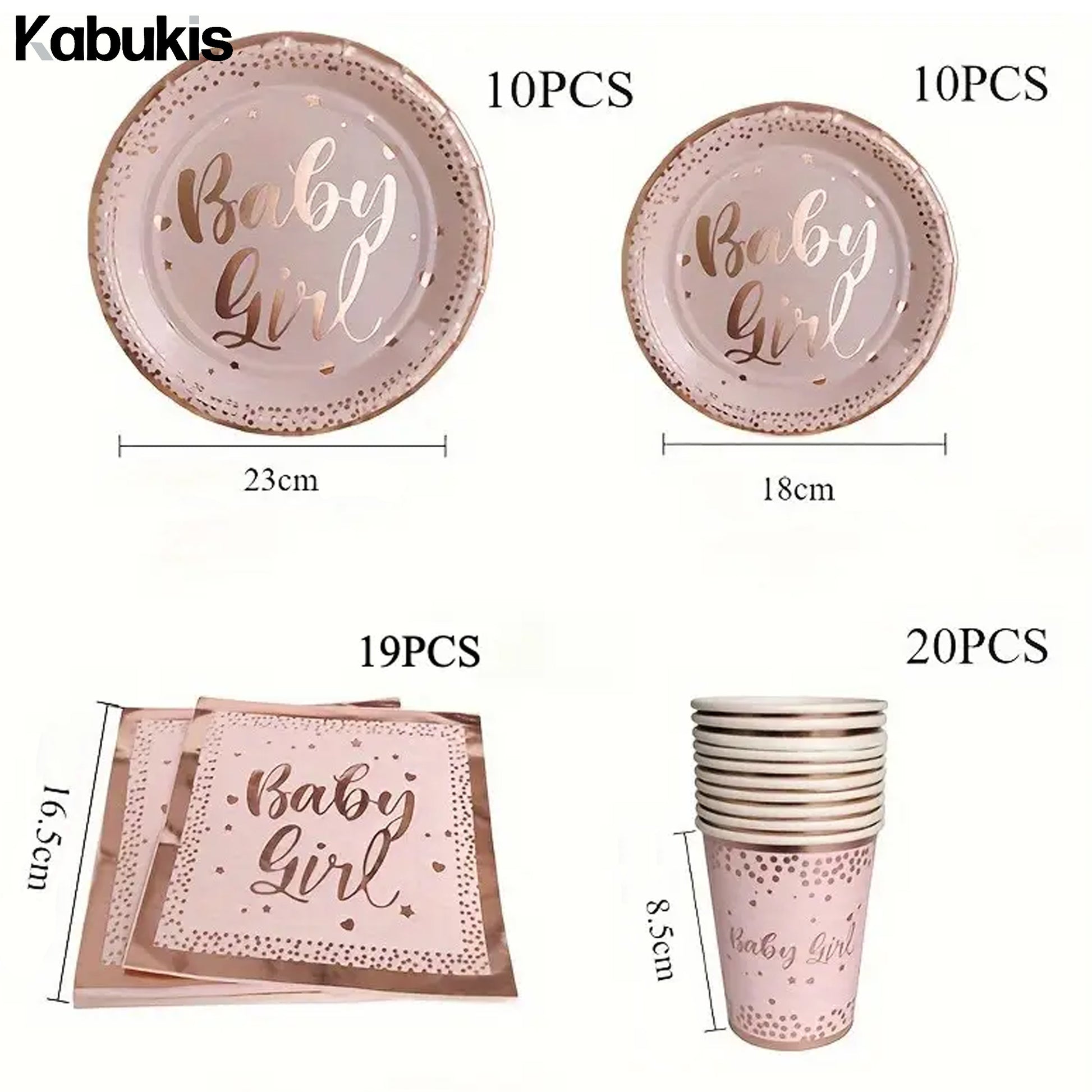 Kabukis 59 Pieces Rose Gold Party Tableware Set - Plates, Cups & Napkins - Kabukis