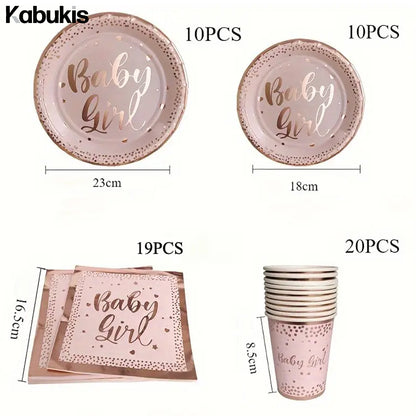 Kabukis 59 Pieces Rose Gold Party Tableware Set - Plates, Cups & Napkins - Kabukis