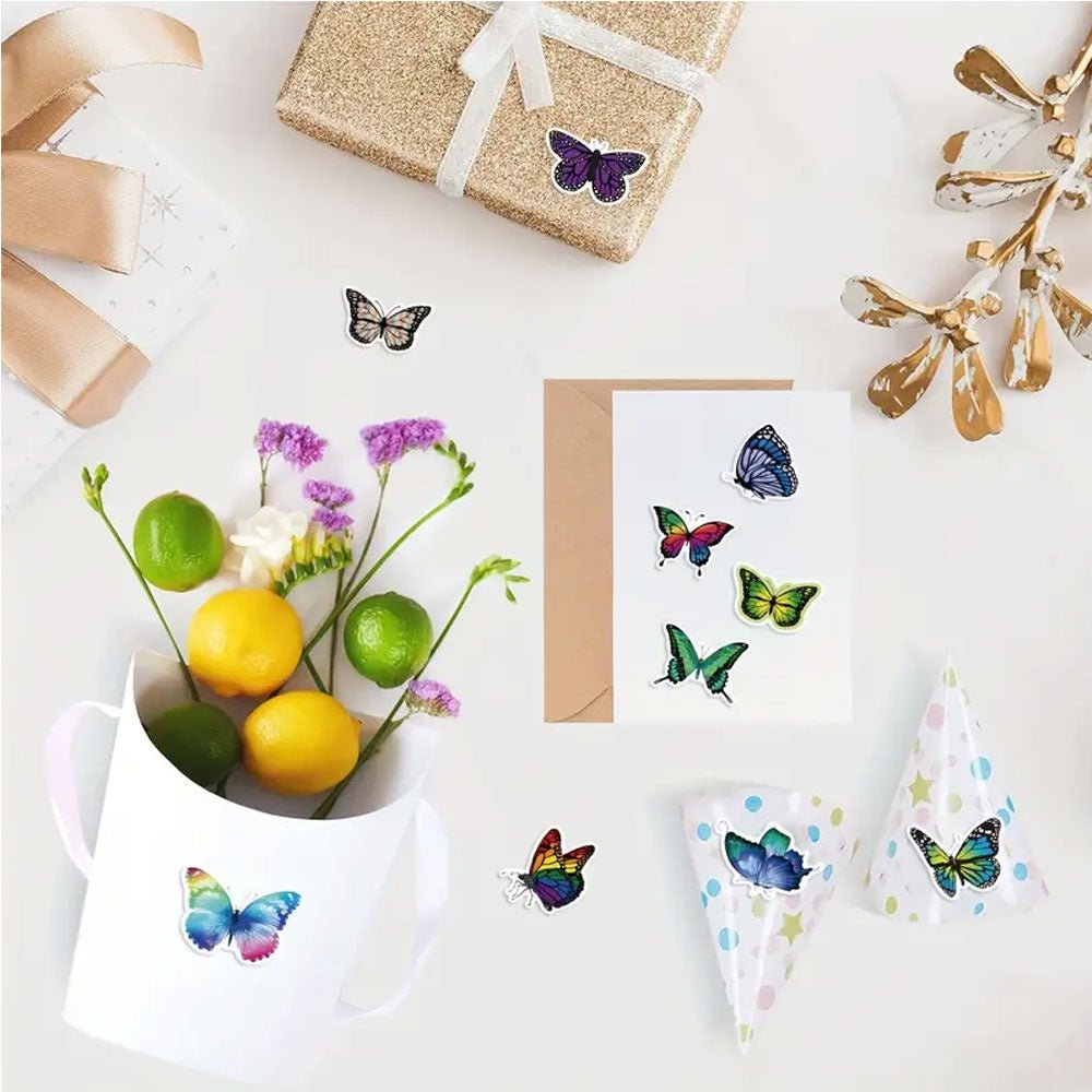 500pcs Bright & Attractive Butterfly Shaped Gift Wrap Sticker Roll - Kabukis