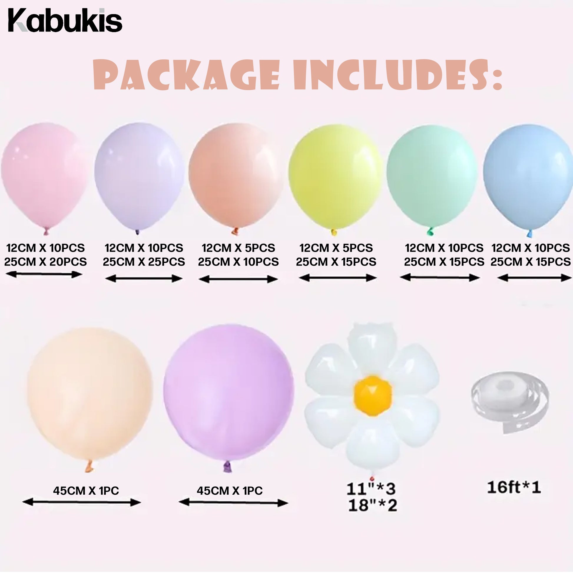 Kabukis 157 Piece Daisy Balloon Arch Kit - Whimsical Boho Charm for Every Event - Kabukis