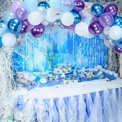 50 Pieces Frozen Balloon Set - Magical Snowflake Party Elegance - Kabukis