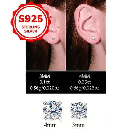 Kabukis 925 Silvery Zirconia Earrings - Elegant Daily Sparkle for Women 4mm - Kabukis