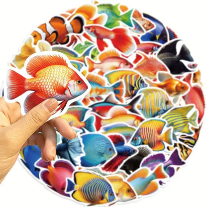 50pcs Colourful Marine and Freshwater Fish Stickers - Kabukis