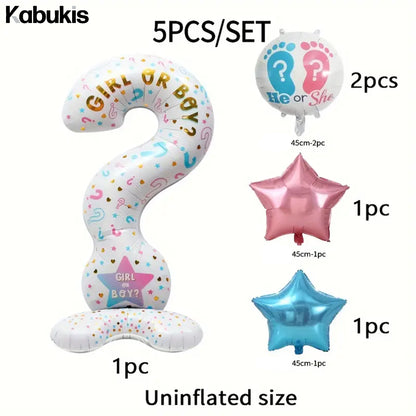 Gender Reveal Party Theme Foil Balloons Set - Celebrate with Style! - 5 Piece - Kabukis