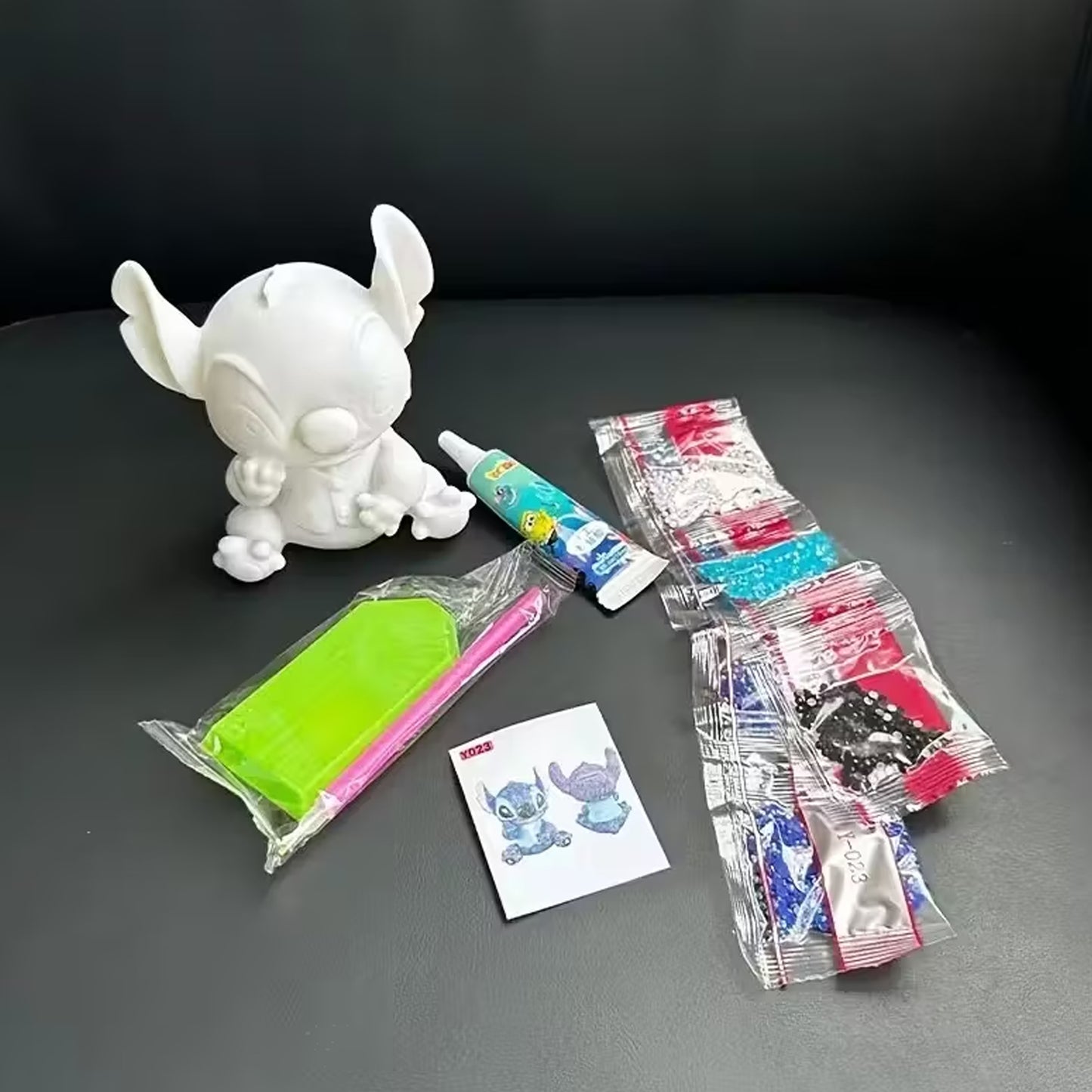 DIY Colorful Stitch White Piggy Bank - Fun 3D Diamond Dot Painting Craft - Kabukis