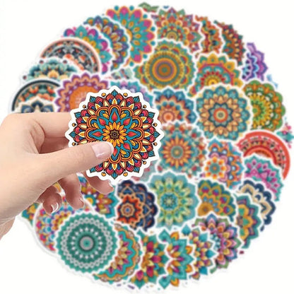50pcs Vibrant Mandala Sticker Pack - Kabukis