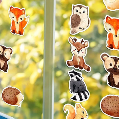 500pcs Watercolour Animal Stickers, Assorted Woodland Creatures Roll - Kabukis