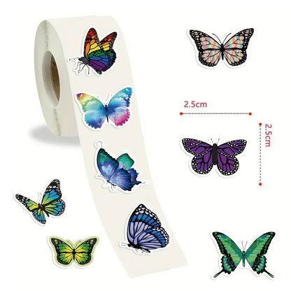 500pcs Bright & Attractive Butterfly Shaped Gift Wrap Sticker Roll - Kabukis