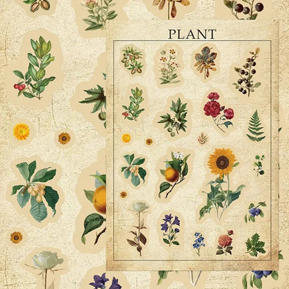 8 Sheets Retro Nature Sticker Pack - Kabukis