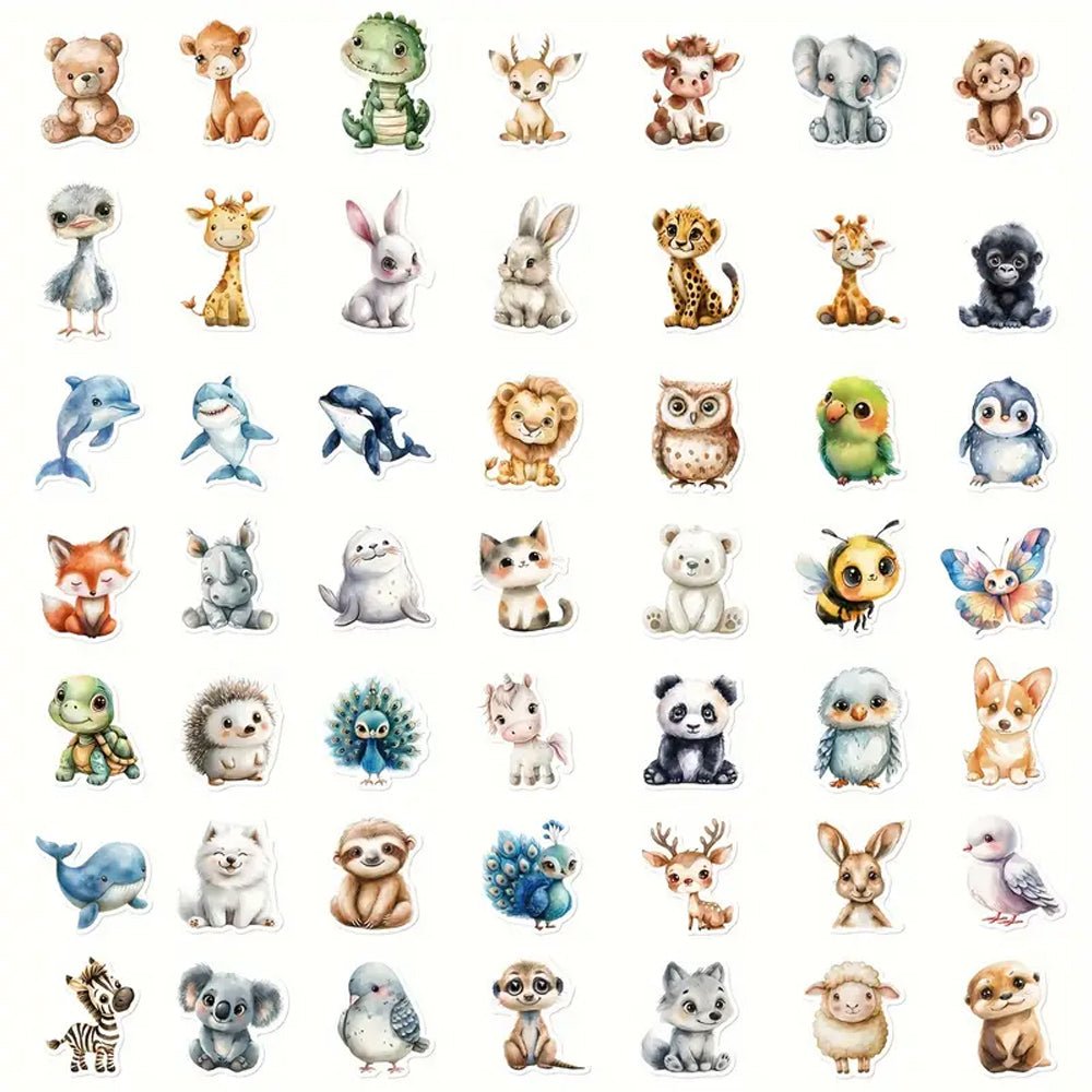50pcs Cartoon Animal Vinyl Stickers - Kabukis