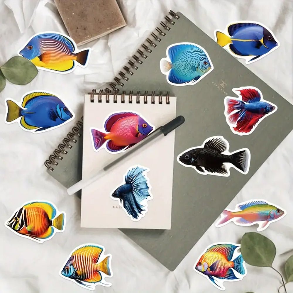 50pcs Colourful Marine and Freshwater Fish Stickers - Kabukis