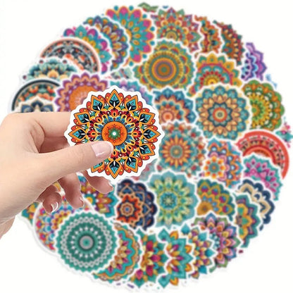 50pcs Vibrant Mandala Sticker Pack - Kabukis