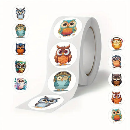 500pcs Owl Stickers - PVC Cartoon Stickers Reusable, Self - Adhesive - Kabukis
