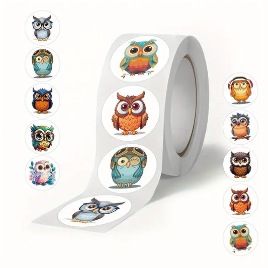 500pcs Owl Stickers - PVC Cartoon Stickers Reusable, Self - Adhesive - Kabukis