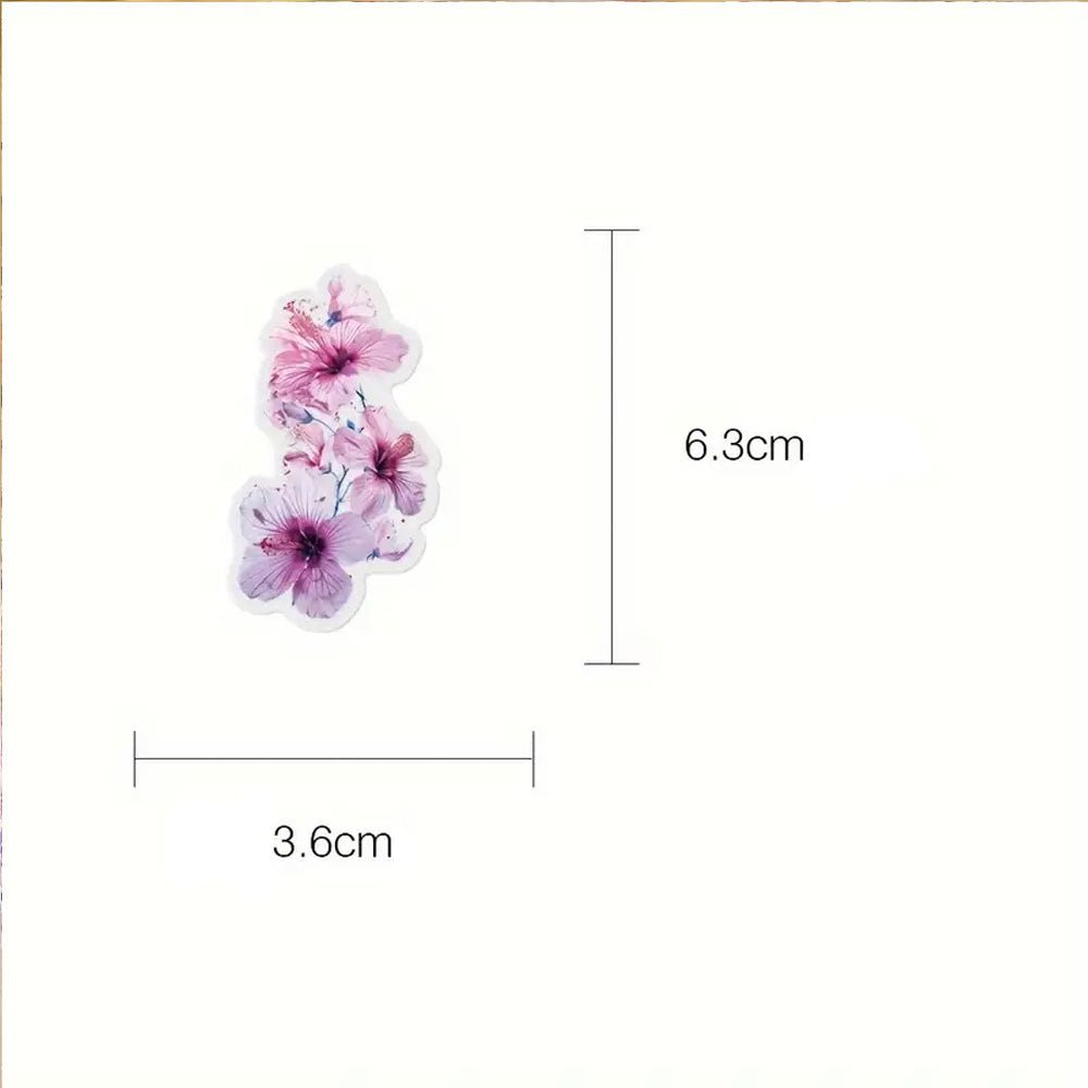 50pcs Transparent Floral Stickers PET Material, Self - Adhesive - Kabukis