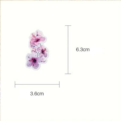 50pcs Transparent Floral Stickers PET Material, Self - Adhesive - Kabukis