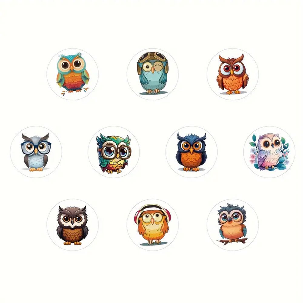 500pcs Owl Stickers - PVC Cartoon Stickers Reusable, Self - Adhesive - Kabukis