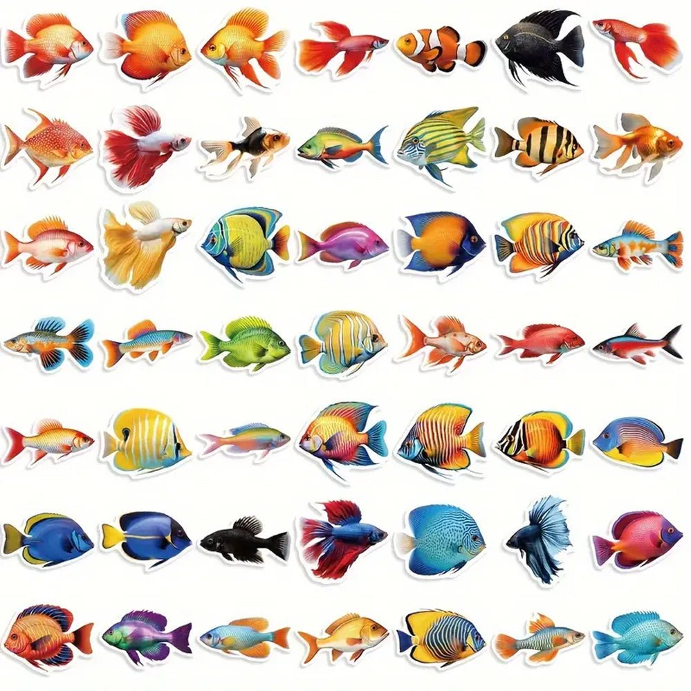 50pcs Colourful Marine and Freshwater Fish Stickers - Kabukis