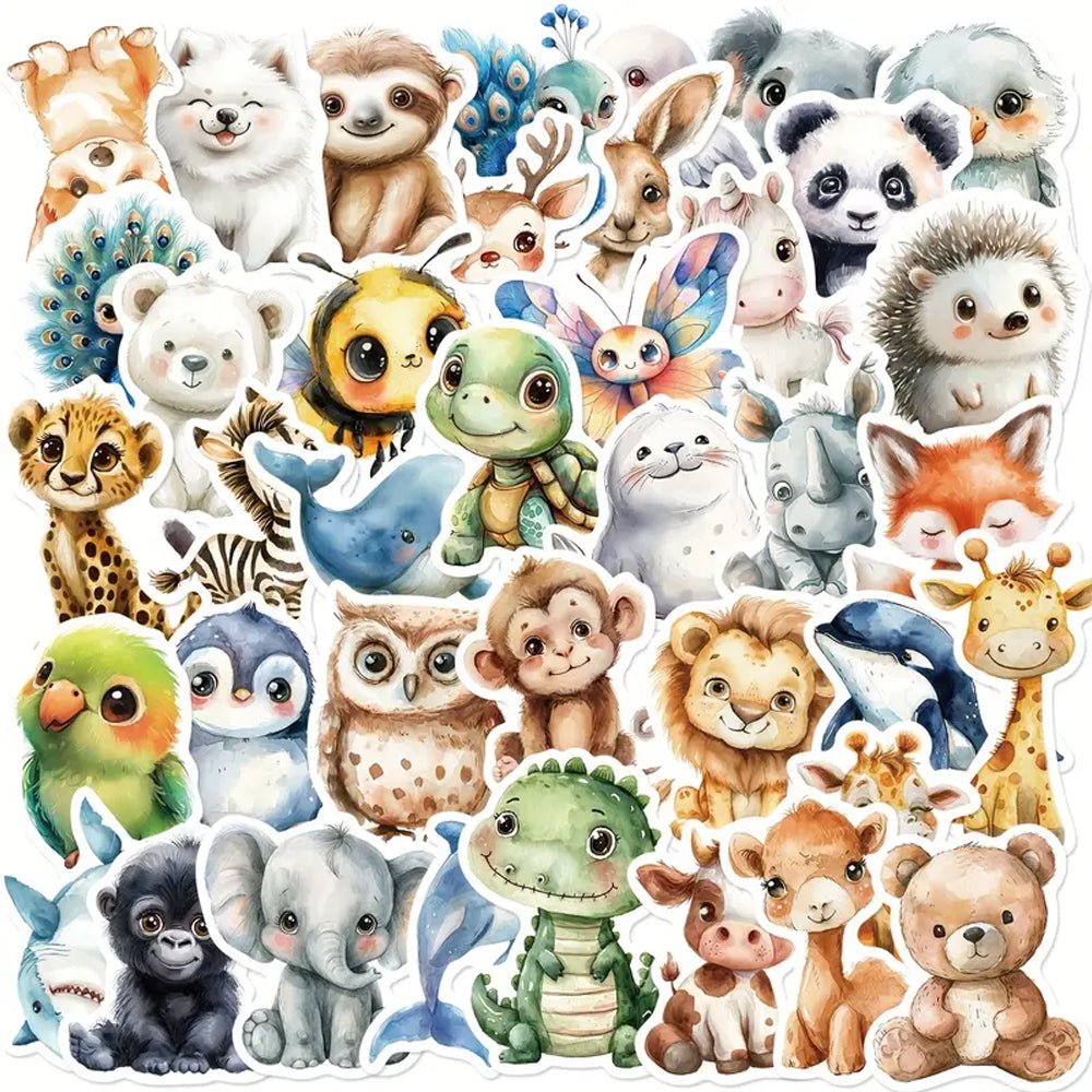 50pcs Cartoon Animal Vinyl Stickers - Kabukis