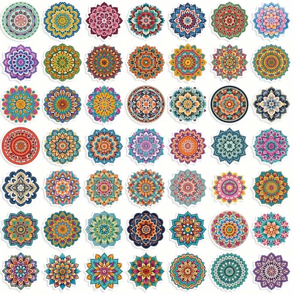 50pcs Vibrant Mandala Sticker Pack - Kabukis
