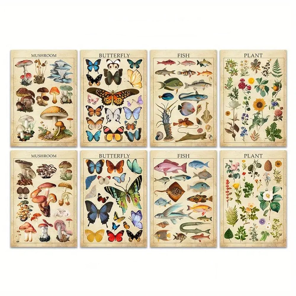 8 Sheets Retro Nature Sticker Pack - Kabukis