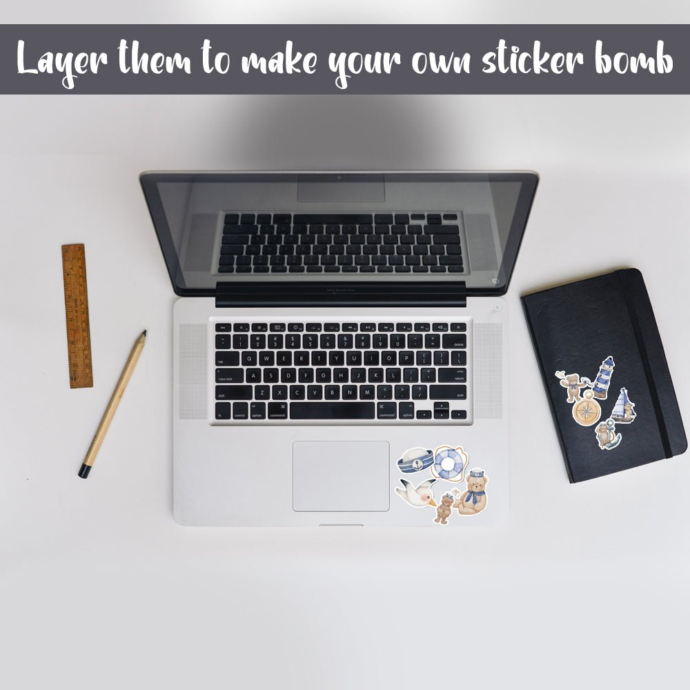 Seaside Adventures - Teddy Bear Sailor Sticker Set for Nautical Charm - Kabukis