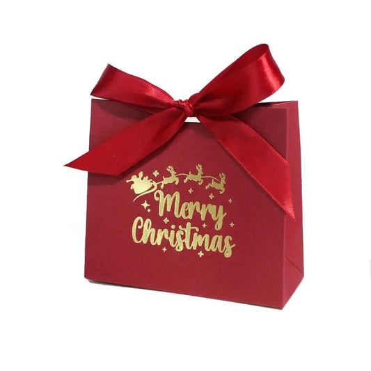 1pc Maroon Mini Merry Christmas Gift Bag - Add Festive Magic to Your Gifts! - Kabukis