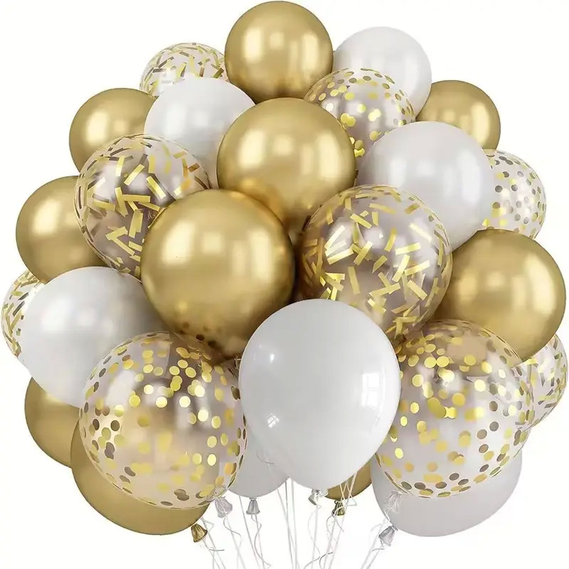 30 Pieces Golden & Pearl White Balloons - Luxurious Party Elegance Set - Kabukis
