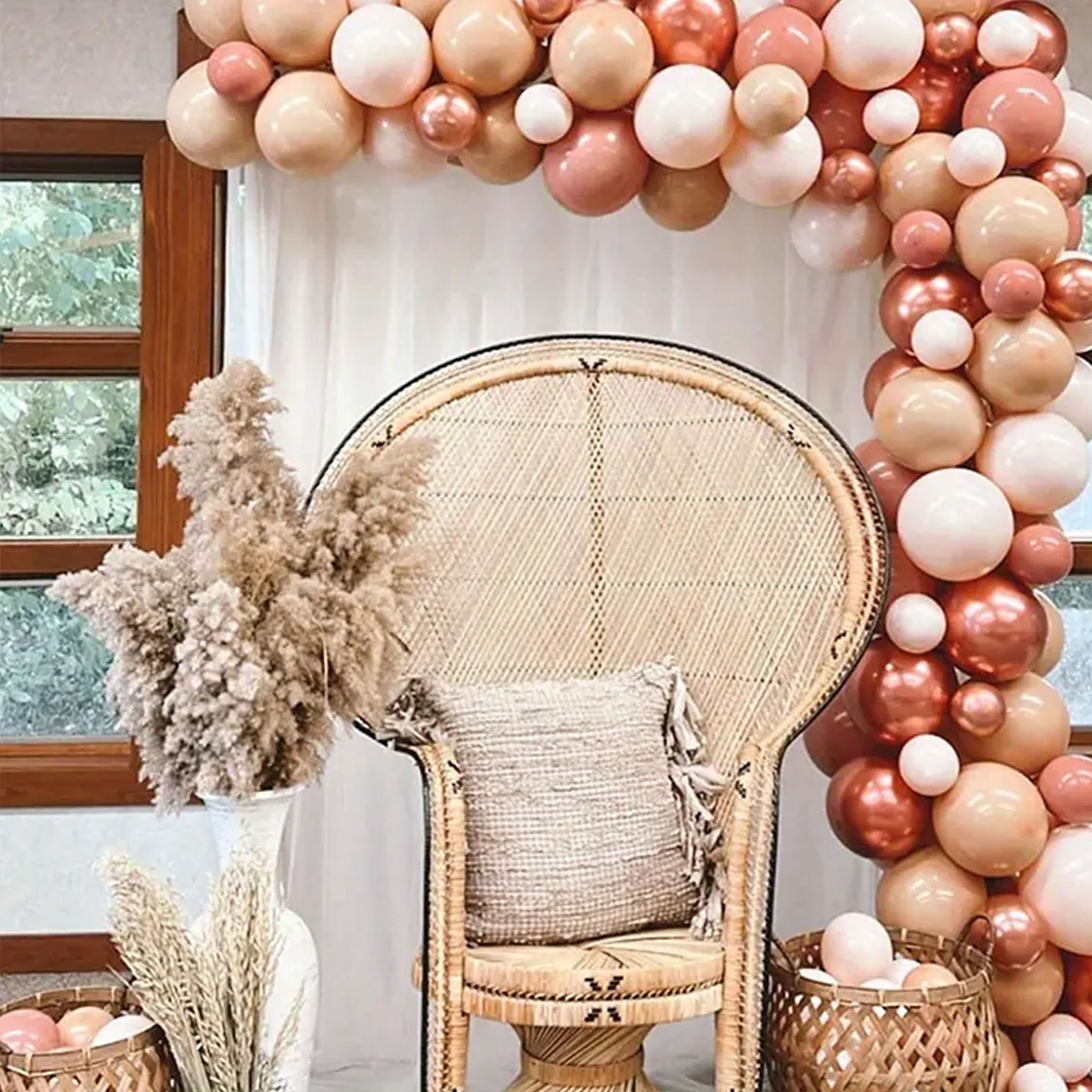 Elegant Rose Gold, Blush Pink & Cream Metallic Chrome Balloon Set (45pcs) - Kabukis