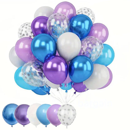 50 Pieces Frozen Balloon Set - Magical Snowflake Party Elegance - Kabukis