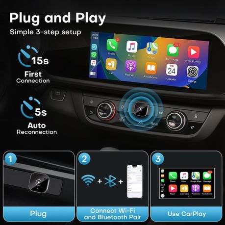 2 - in - 1 Wireless CarPlay & Android Auto Adapter,Fast Auto - Connect, No Delay - Kabukis
