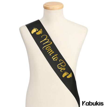 Kabukis 2 Pc Black Mom & Dad Baby Shower Sash Set - Elegant Party Must - Have - Kabukis