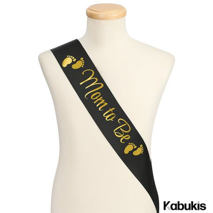 Kabukis 2 Pc Black Mom & Dad Baby Shower Sash Set - Elegant Party Must - Have - Kabukis