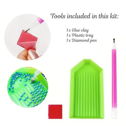 DIY Diamond Dot Art Painting Set - African Elephant Sunset Scene - Kabukis