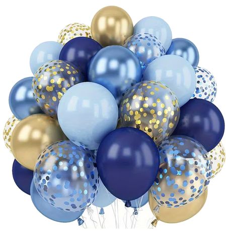 42 Balloons - Navy, Golden & Blue for Birthday Party or Baby Shower Arch - Kabukis