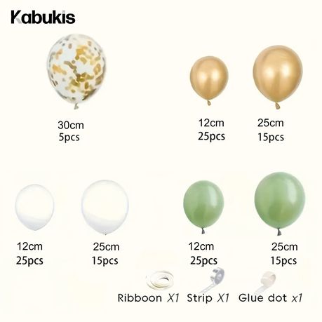 128pcs Sage Green Balloon Arch Garland Kit - Wedding & Birthday Backdrop - Kabukis