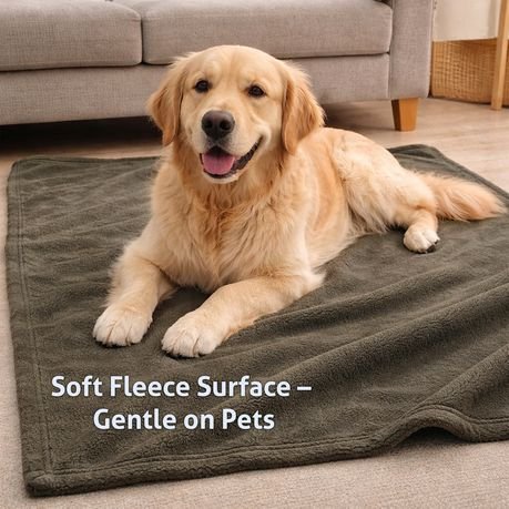 Camping Pet Plush Fleece Blanket - Cozy Comfort in Dark Olive 160x180 - Kabukis